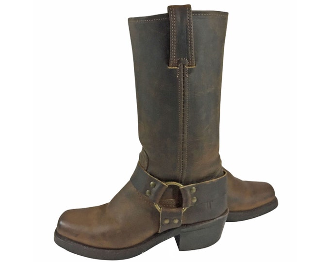 FRYE 77300 HARNESS BROWN Leather Motorcycle Boots 12r Women's Size 6 ...