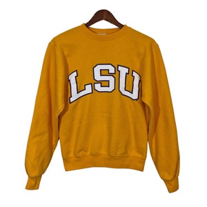 LOUISIANA STATE University Fighting Tiger Champion Yellow Sweatshirt Size XS || Sport Athletic Football Baseball College Sport || N.C.A.A.