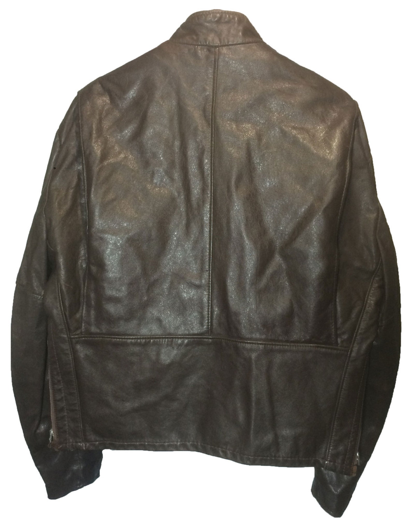 EXCELLED BROWN LEATHER Cafe Racer Motorcycle Jacket Men's Size 46 ...