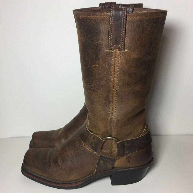 Frye 77300 Harness Brown leather Motorcycle Riding Biking Boot 12r 7 US 37.5 Euro 5 UK Vintage Lady Boots Racing Made in USA