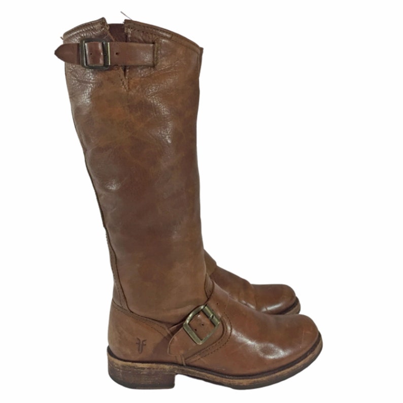 FRYE 77605 VERONICA SLOUCH Brown Leather Motorcycle Boots - Etsy