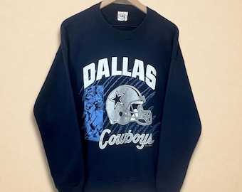 Vintage 90s Dallas Cowboys Navy Blue Graphic Sweatshirt Size XL