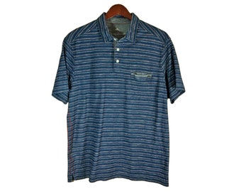 TOMMY BAHAMA Blue Striped Polo Shirt Men's Size L