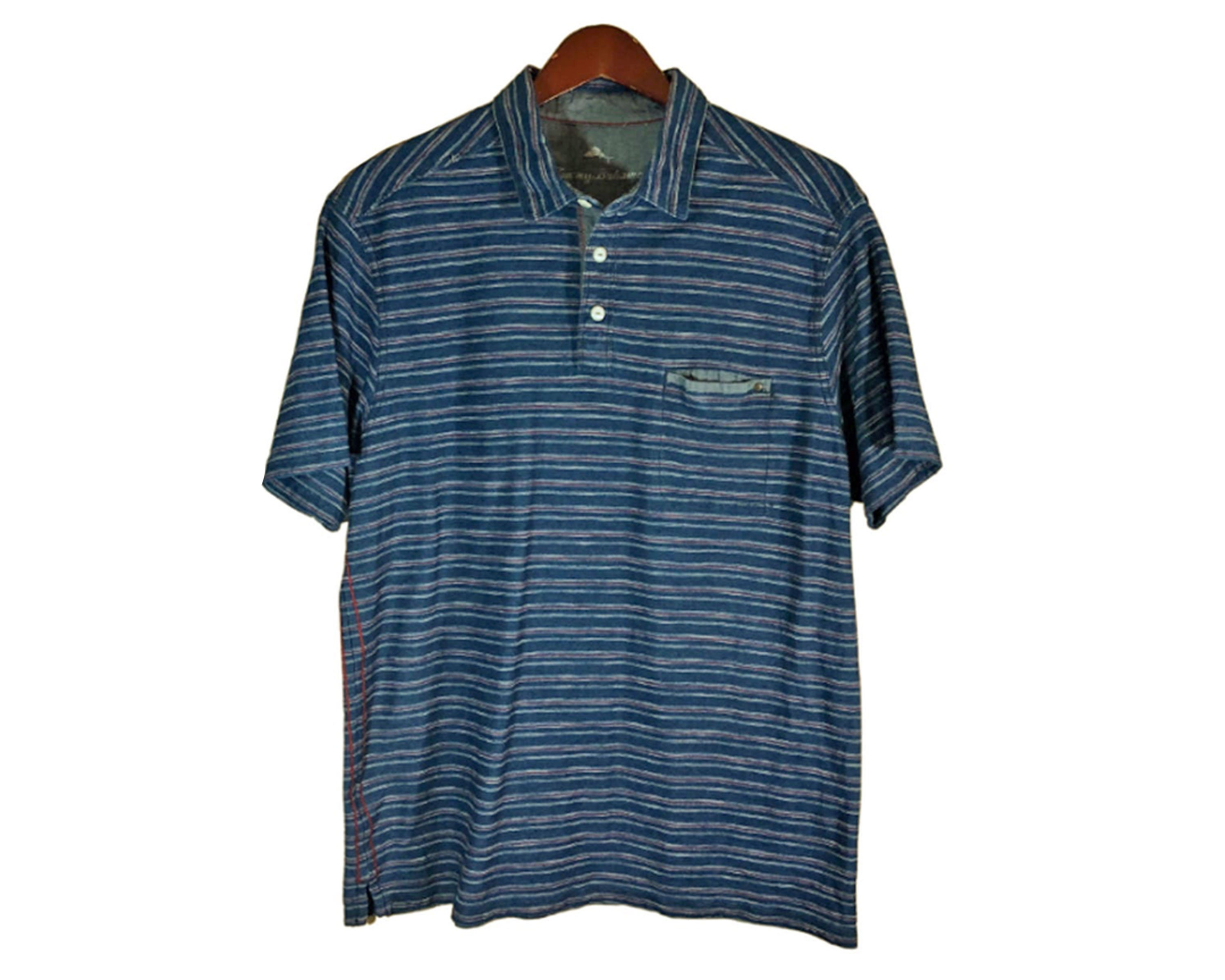 TOMMY BAHAMA Blue Striped Polo Shirt Men's Size L - Etsy