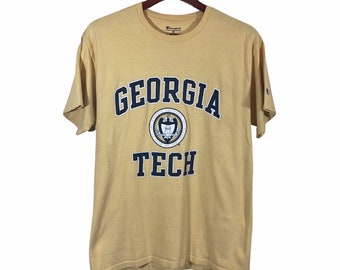 Georgia Institute of Technology Mustard Champion T-shirt Size M || Georgia Tech T-shirt