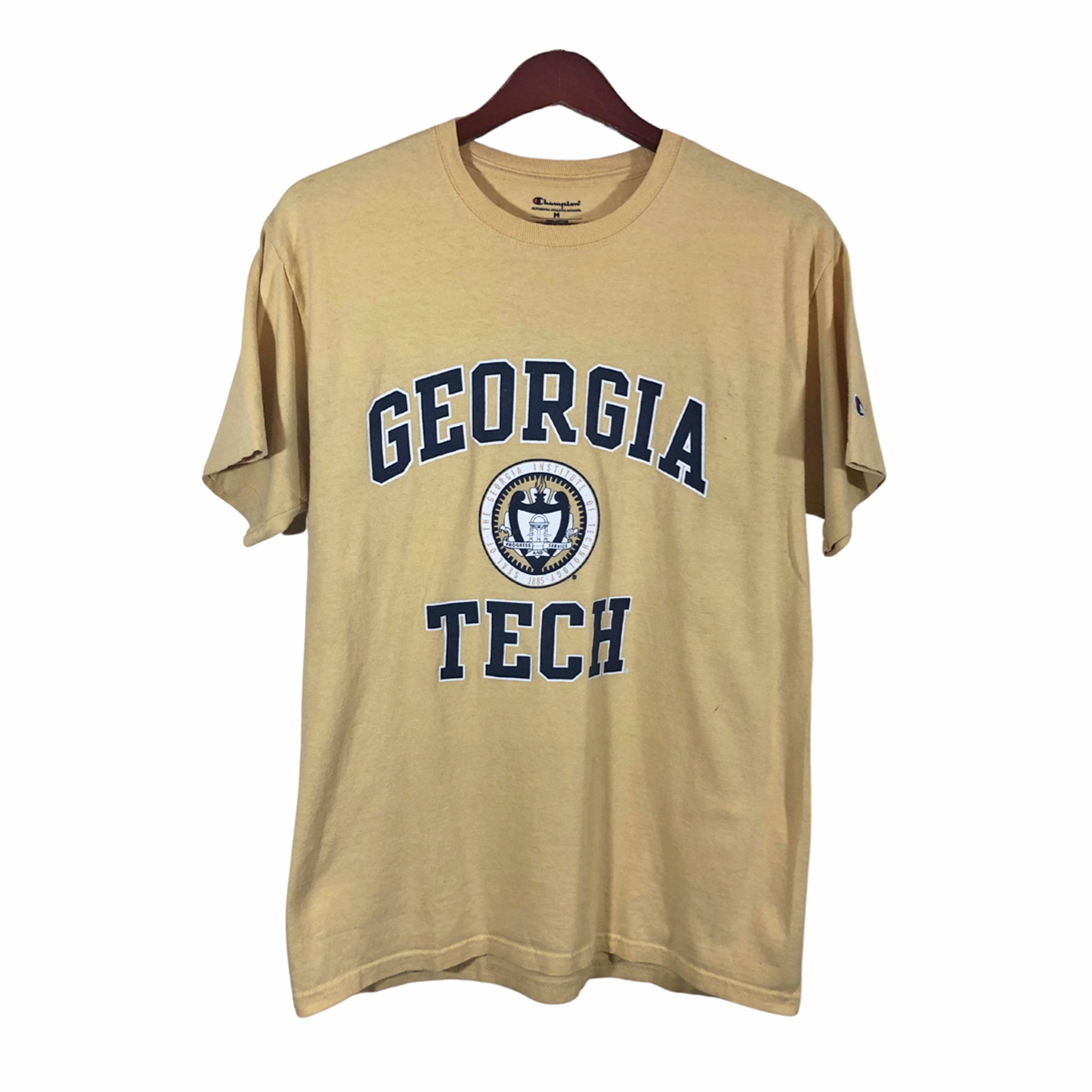 Georgia Institute of Technology Mustard Champion T shirt Size M Georgia Tech T shirt