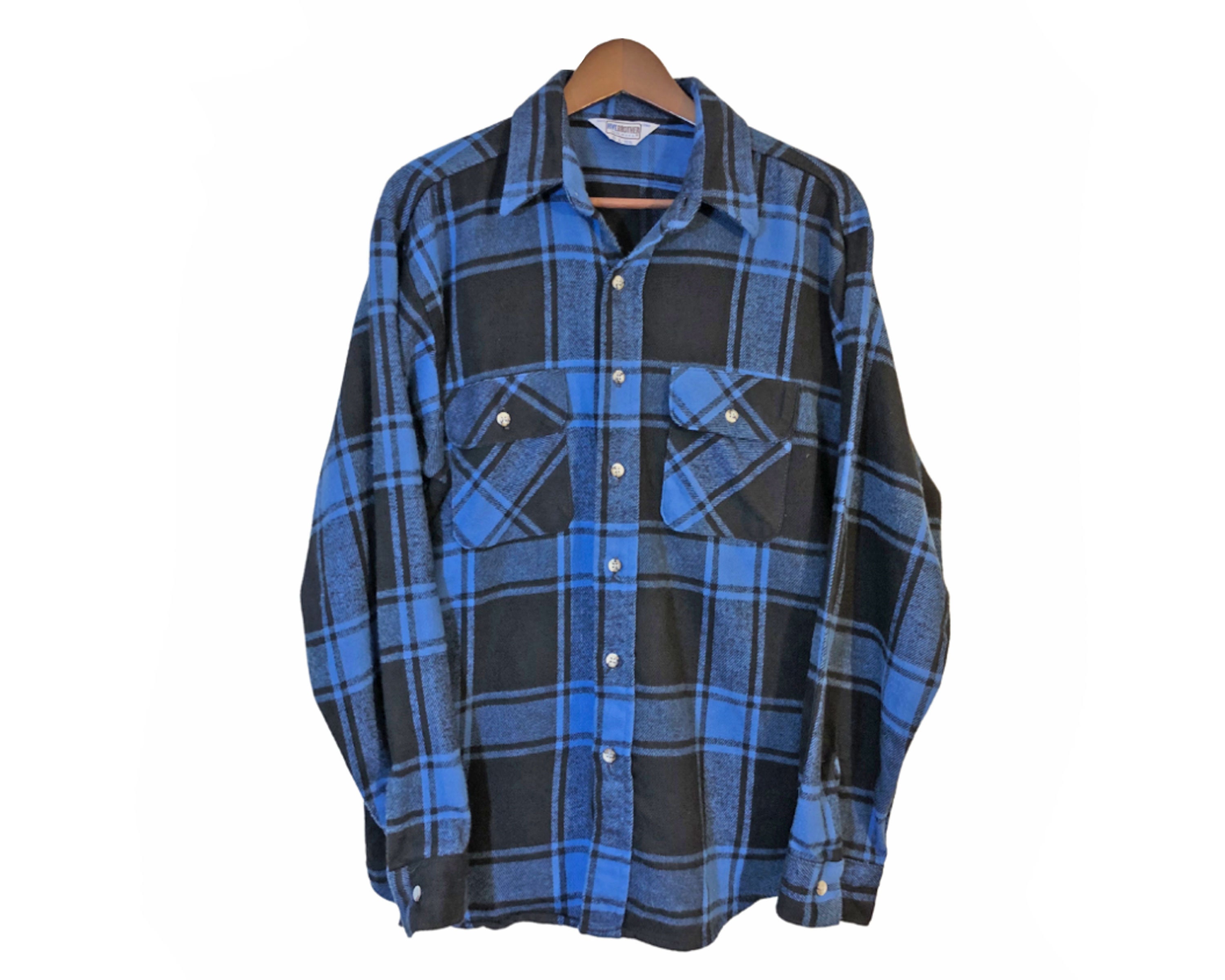 FIVE BROTHER Blue Black Plaid Flannel 