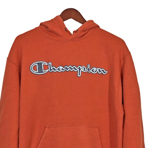 CHAMPION Orange Embroidered Hoodie Size M - image 2