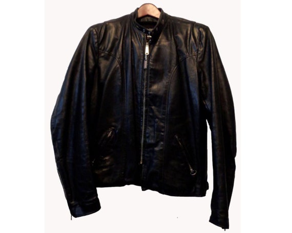 Size 42 || Brooks Black Leather Cafe Racer Jacket