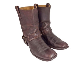 FRYE 87400 Harness Brown Leather Riding Biker Motorcycle Boots