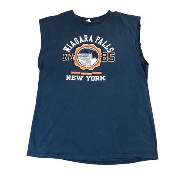 Niagara Falls New York Blue Cut off Shirt Size L
