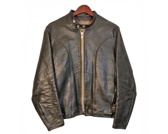 Schott N.Y.C. Brown Leather Cafe Racer Jacket Men… - image 1