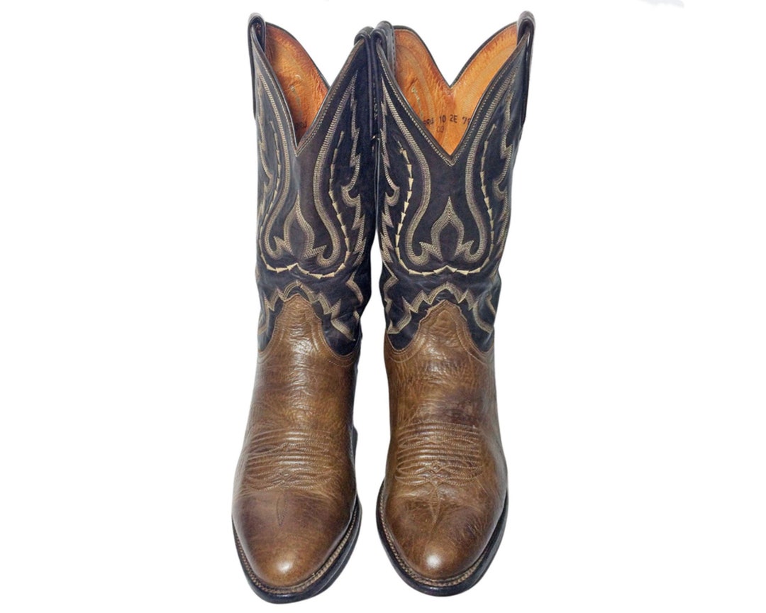 LUCCHESE 2000 BROWN LEATHER Cowboy Boots Men's Size 10 - Etsy