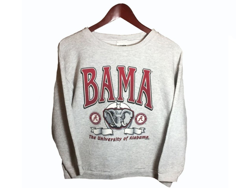 Size Xl University Of Alabama Crimson Tide Ncaa Football Team Gray Crewneck Sweatshirt Women 18 20 Sport Fitness Made In Usa