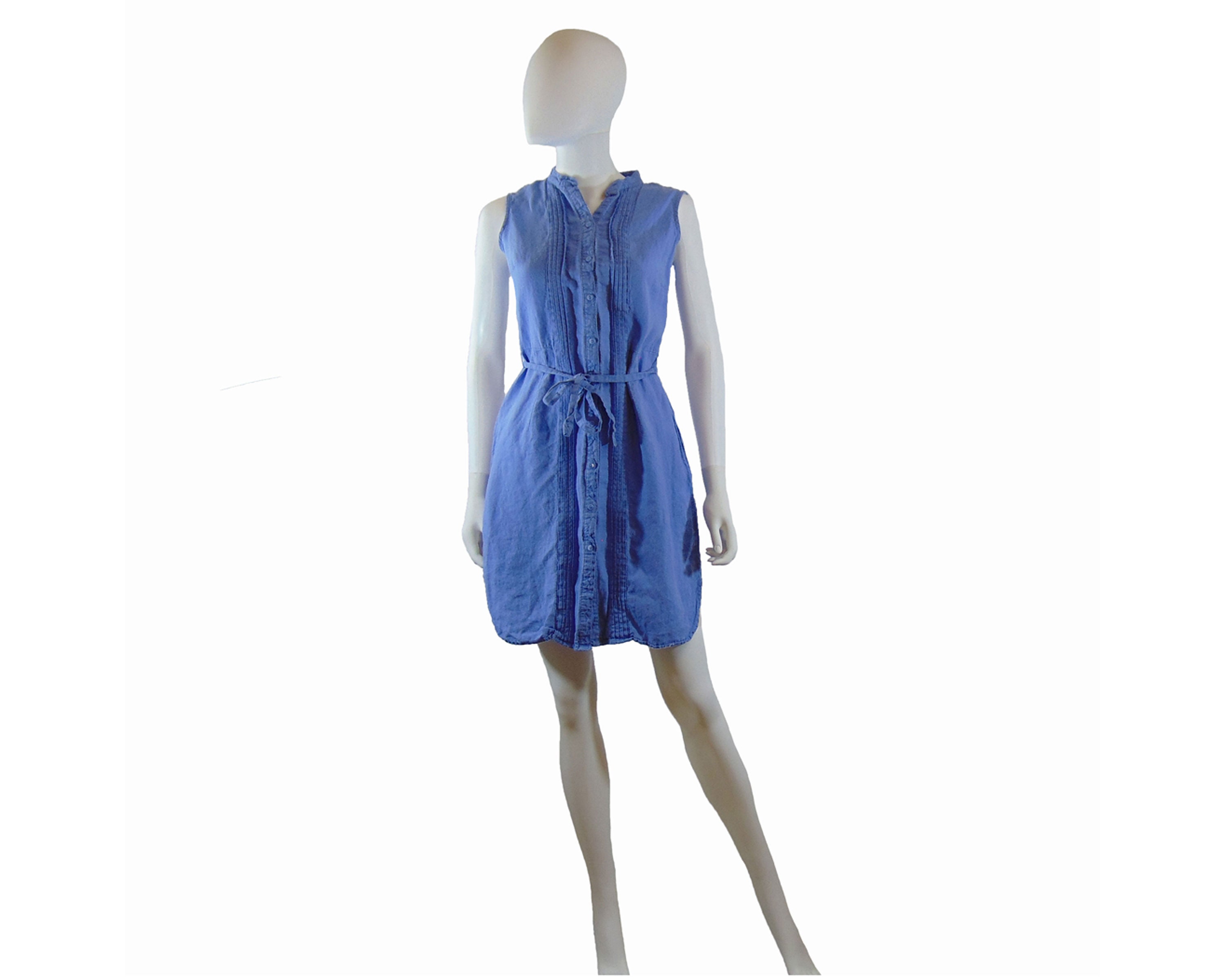 L.L. BEAN CHAMBRAY Blue Linen Dress Women's Size 4 - Etsy