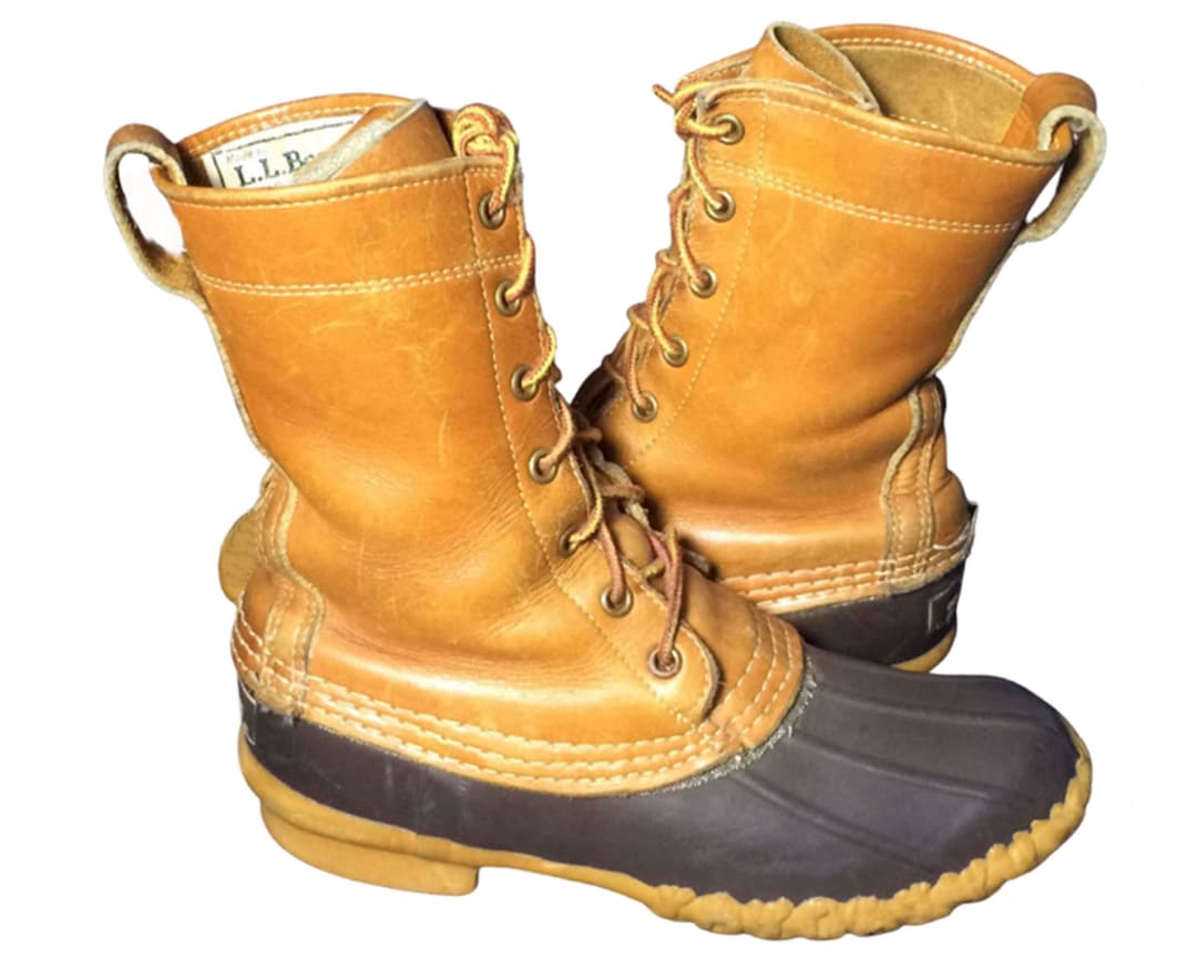 BEAN BROWN LEATHER Robber Duck Rain Boots Women's Size