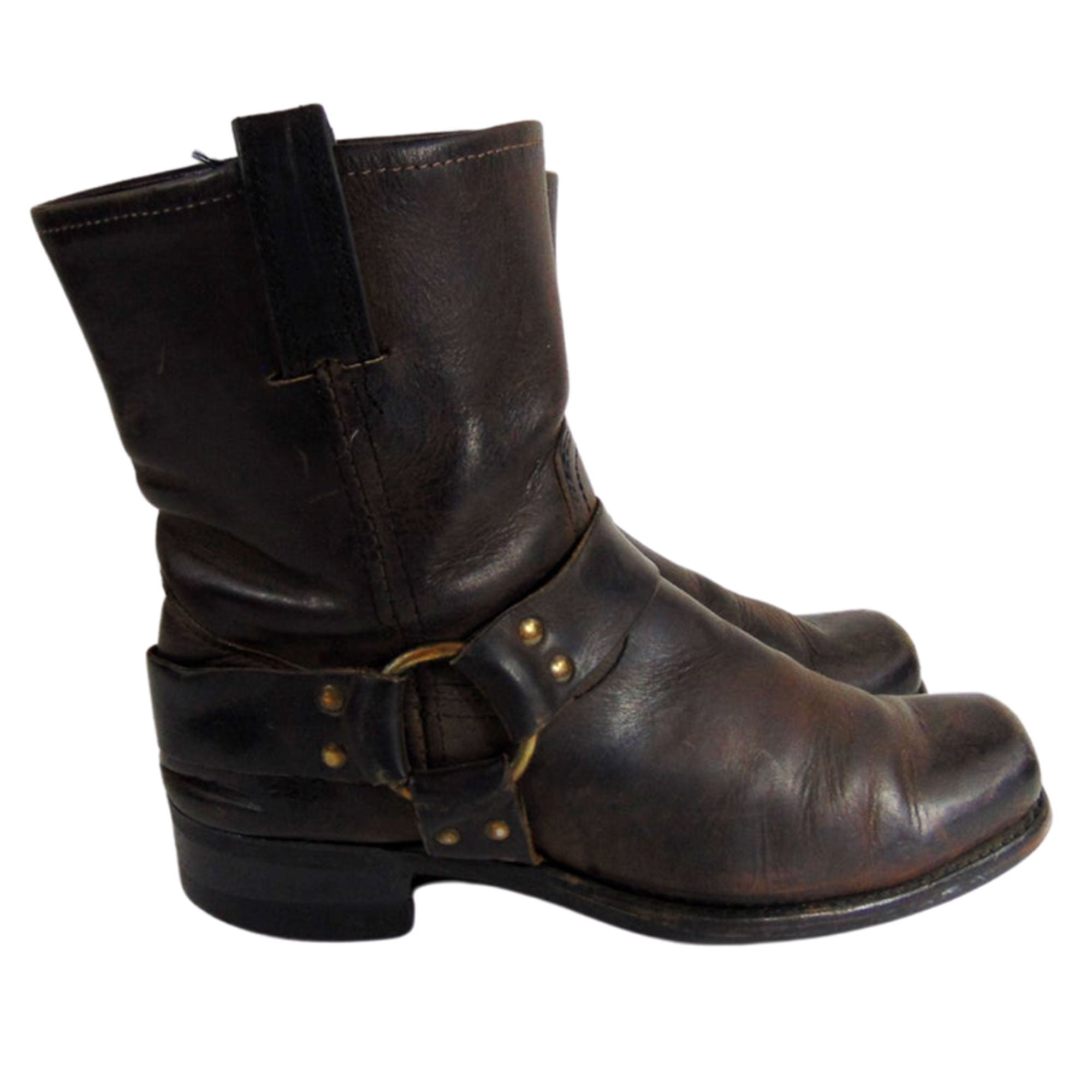 FRYE 87400 HARNESS BROWN Leather Motorcycle Boots Men's Size 9 Riding ...