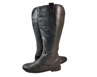 Frye 77535 Paige Black Leather Motorcycle Boots Women's Size 10 || Tall Riding Racing Biking Biker Lady Boots