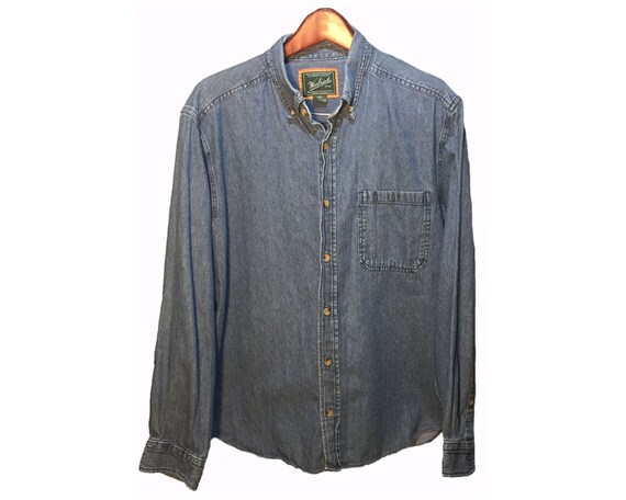 Woolrich Denim Jeans Blue Western Cowboy Shirt Men