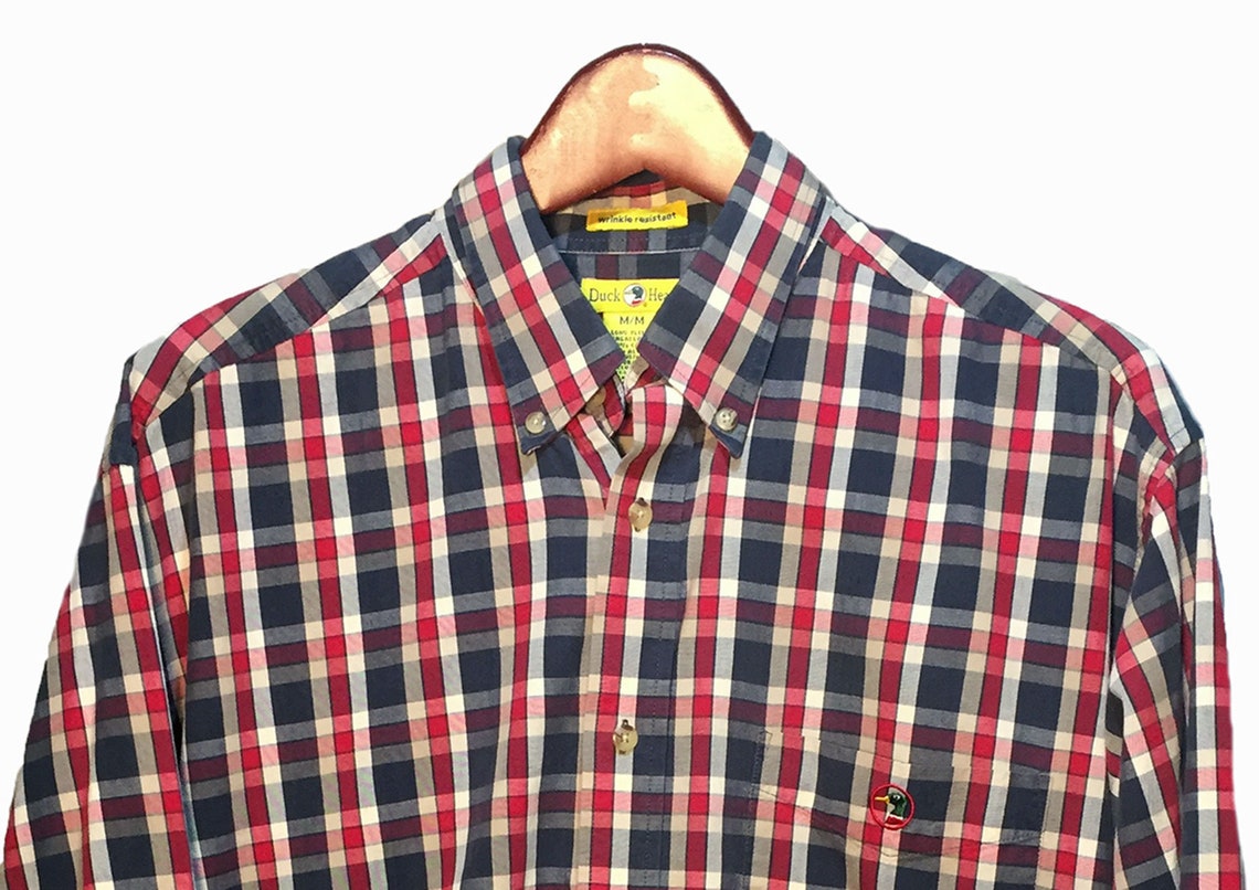 DUCK HEAD Red Blue Flannel Shirt Men's Size M Cotton - Etsy