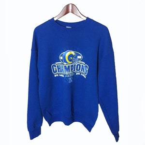 SAINT LOUIS RAMS Blue Sweatshirt Men Size L || N.F.L. Conference Champion 1999 || Crewneck Sweater National Football League || Made In U.S.A