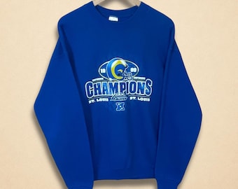 Vintage 90s St Louis Rams Blue Champions  NFL Sweatshirt Size L