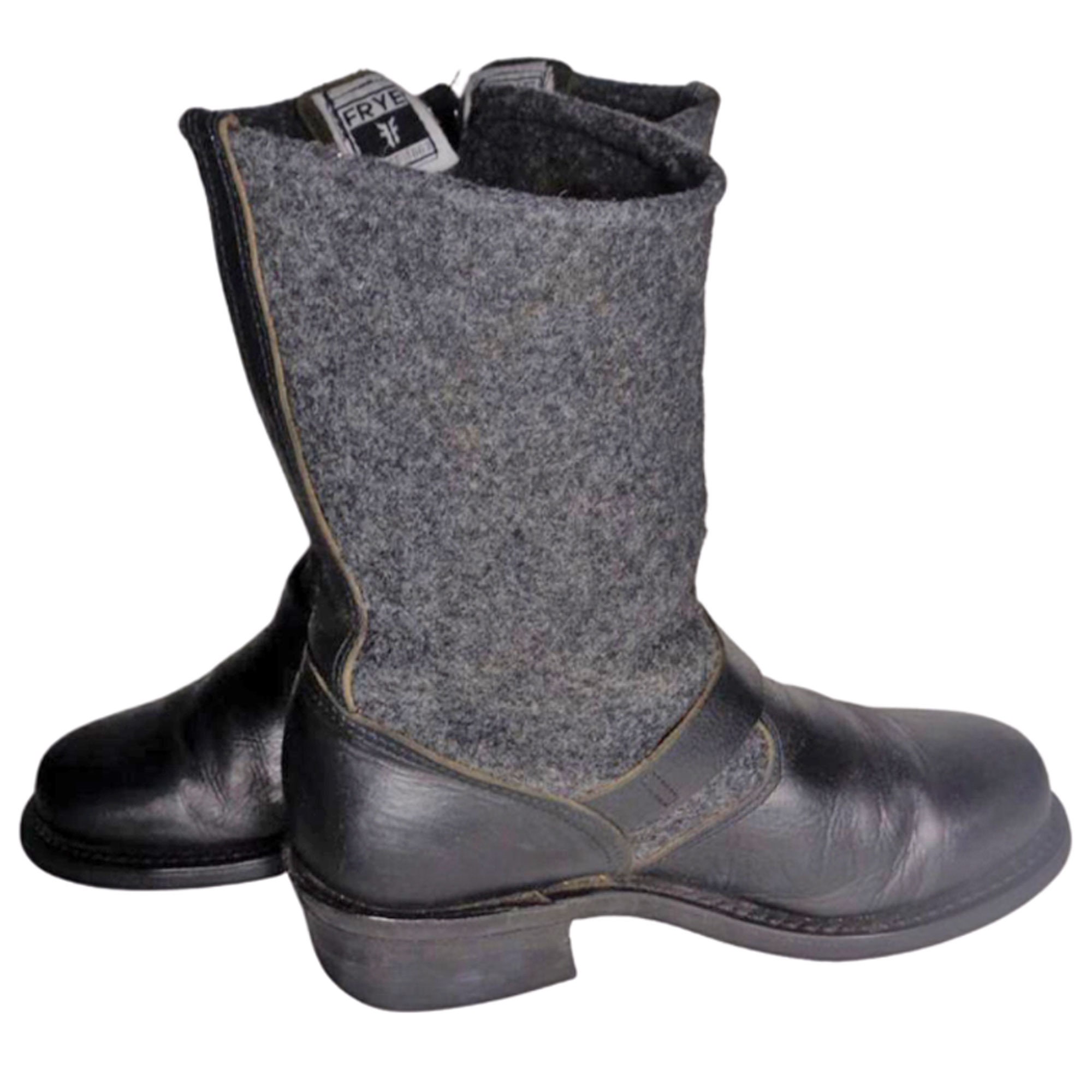FRYE WOOL ENGINEER Wol Zwart lederen motorlaarzen Dames Maat 6 - Etsy  Nederland