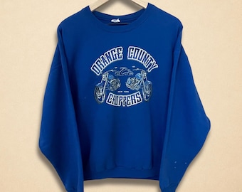 Vintage Orange County Choppers Blue Motorcycle Sweatshirt Size L