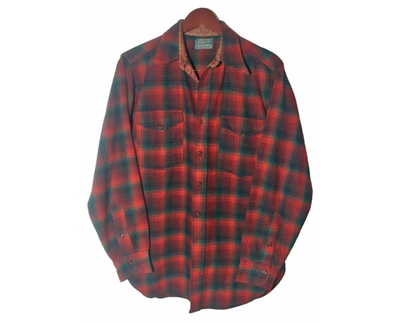 PENDLETON Red Black Flannel Plaid Shirt 