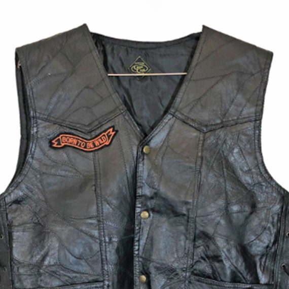 MOTO Cuir Noir Brod Gilet Eagle Gilet Homme Taille L Veste de
