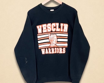 Vintage Wesclin Warriors Black Sweatshirt Men's Size XL