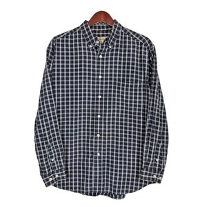EDDIE BAUER Blue Red White Flannel Shirt Men&#39;s Size M || Country Cowboy Western || Button Down Oxford