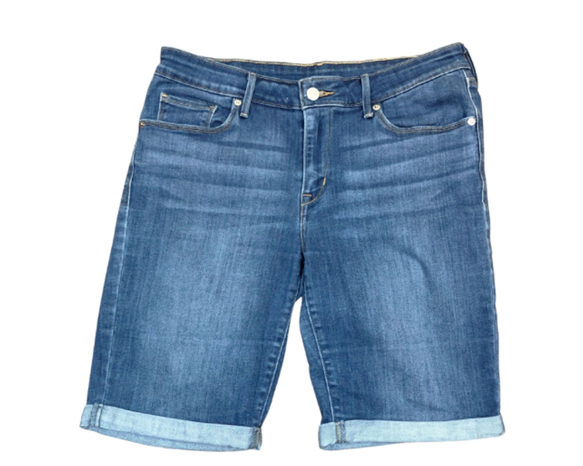 LEVI'S Blue Denim Bermuda Shorts Size 30 Country | Etsy