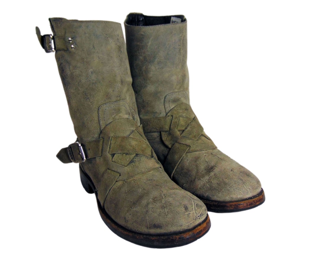 FRYE 87830 ENGINEER CROSS Gray Suede Motorcycle Boots Men s Size 8.5 Biker Riding Etsy