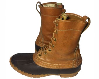 L.L. BEAN BROWN LEATHER & Robber Duck Boots Women display picture 1