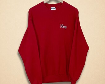 Vintage 90s Missy Oversized Red Embroidered Sweatshirt Size XL