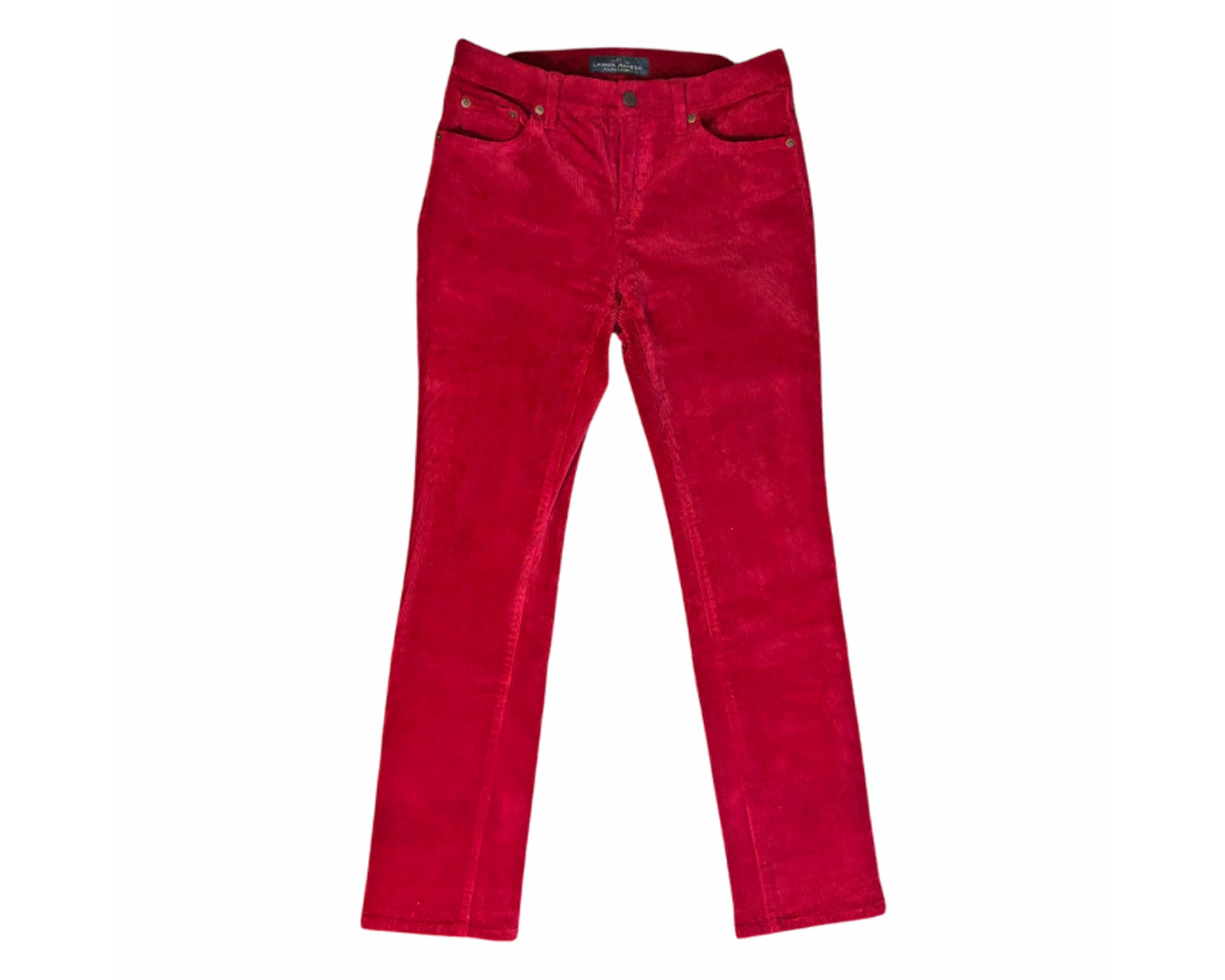 RALPH LAUREN Burgundy Red Corduroy Pants Women's Size 2 - Etsy