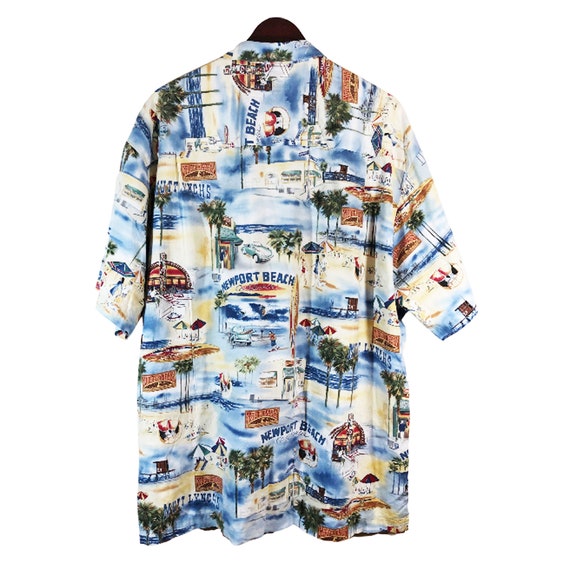 NEWPORT BEACH CALIFORNIA Blue Hawaiian Shirt Size… - image 3