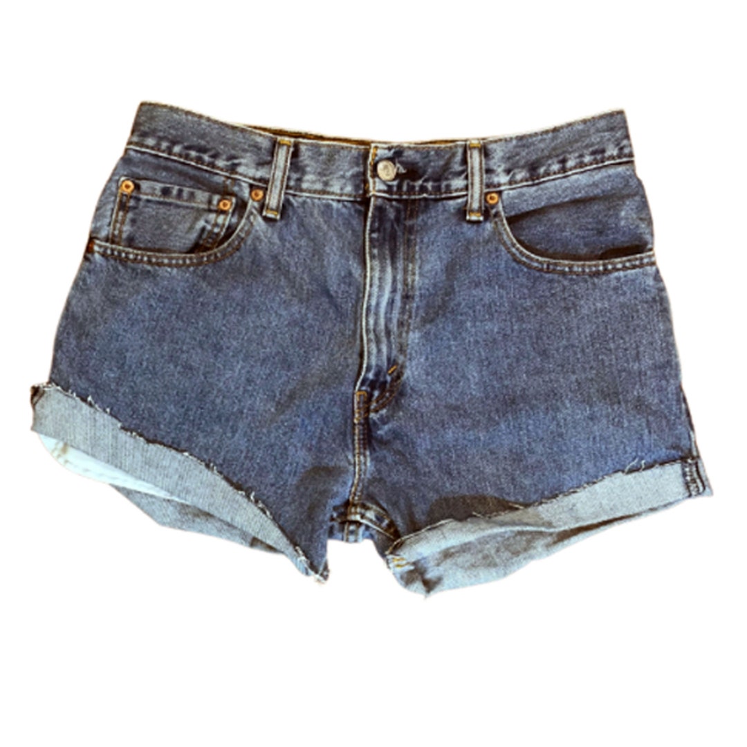 LEVI'S 517 HIGH WAISTED Cut off Cuffed Blue Denim Shorts - Etsy
