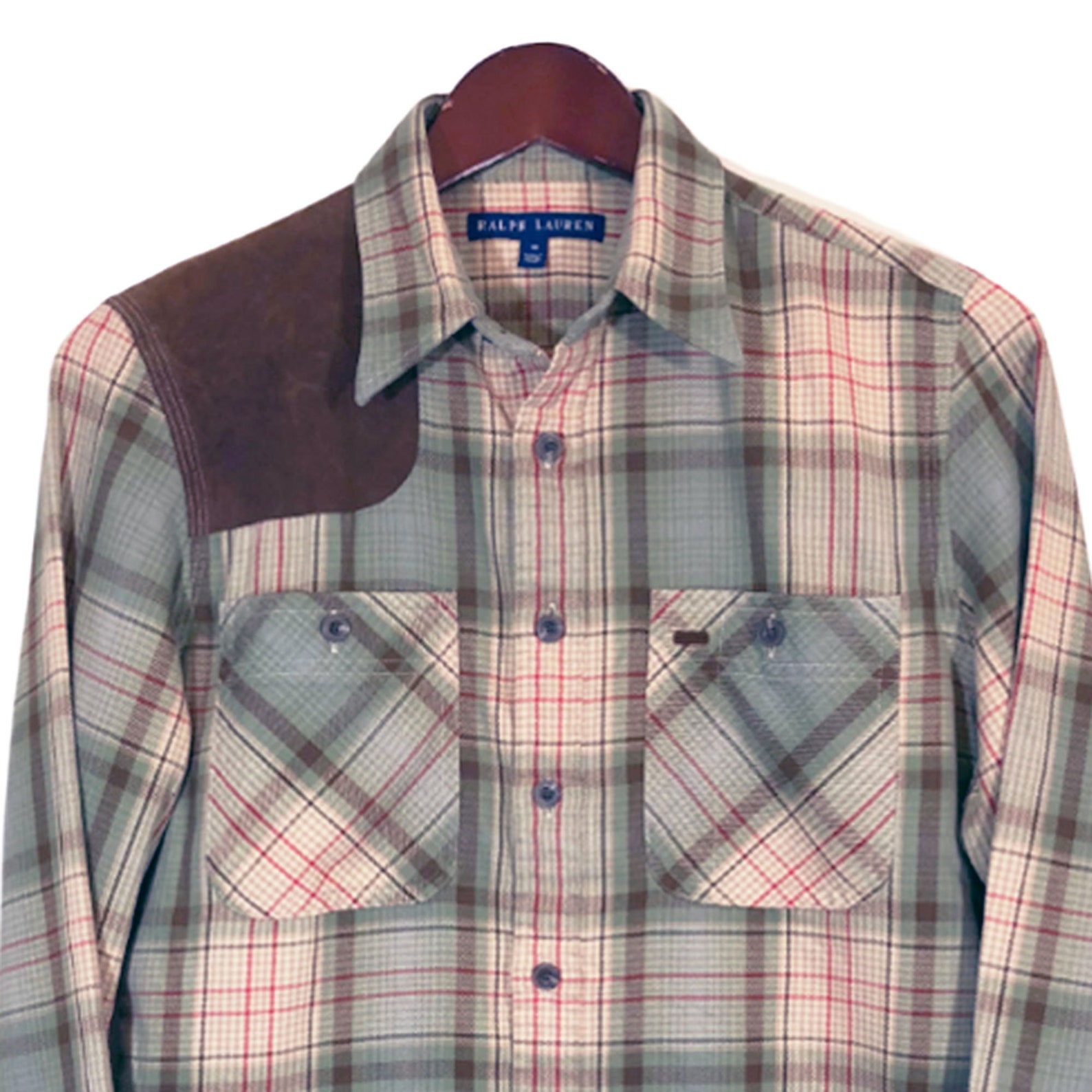 RALPH LAUREN Brown Suede Flannel Button Down Shirt Women's | Etsy