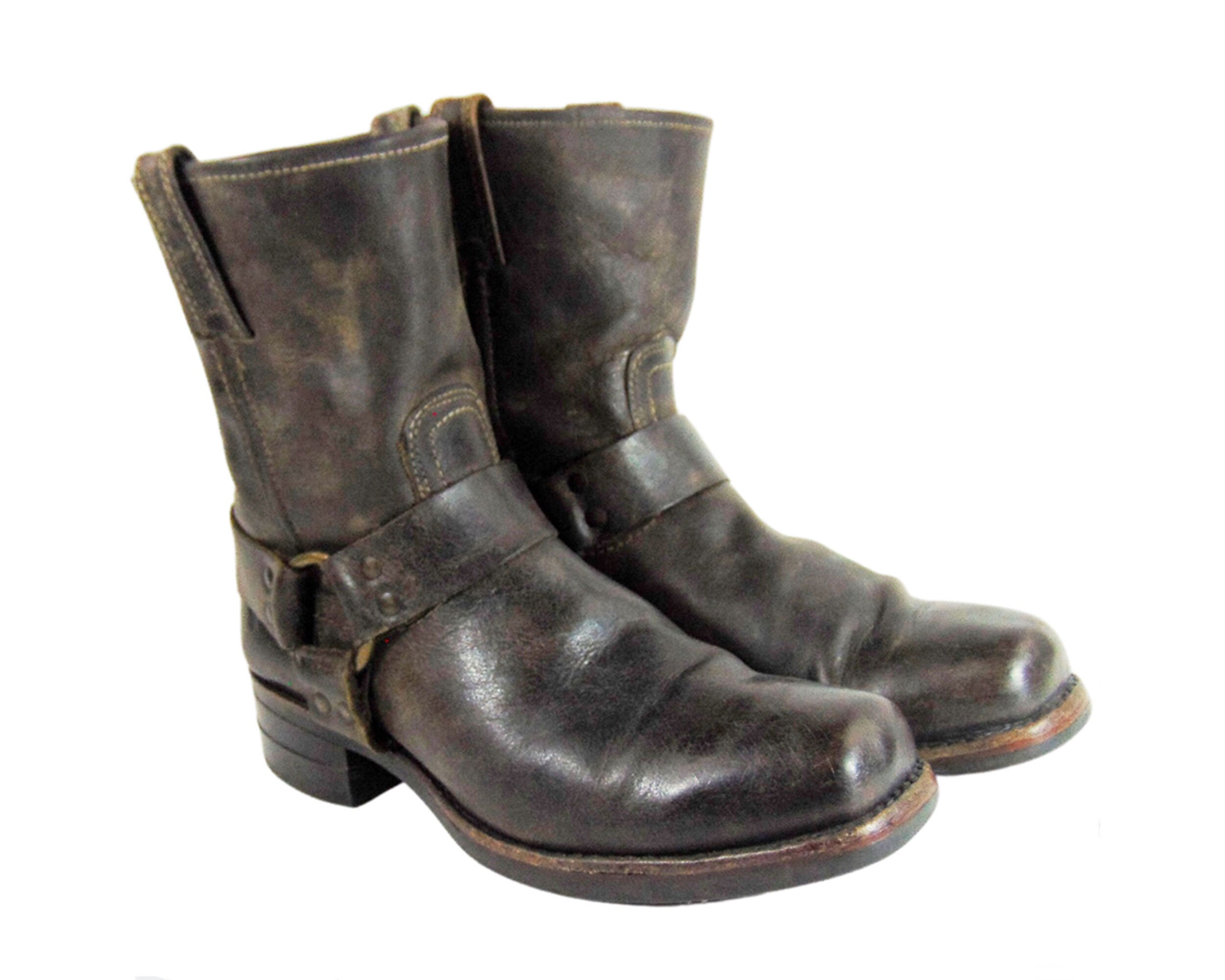 FRYE 87400 HARNESS BROWN Leather Motorcycle Boots Men s Size 8.5 Riding Bike Made in U.S.A. Etsy