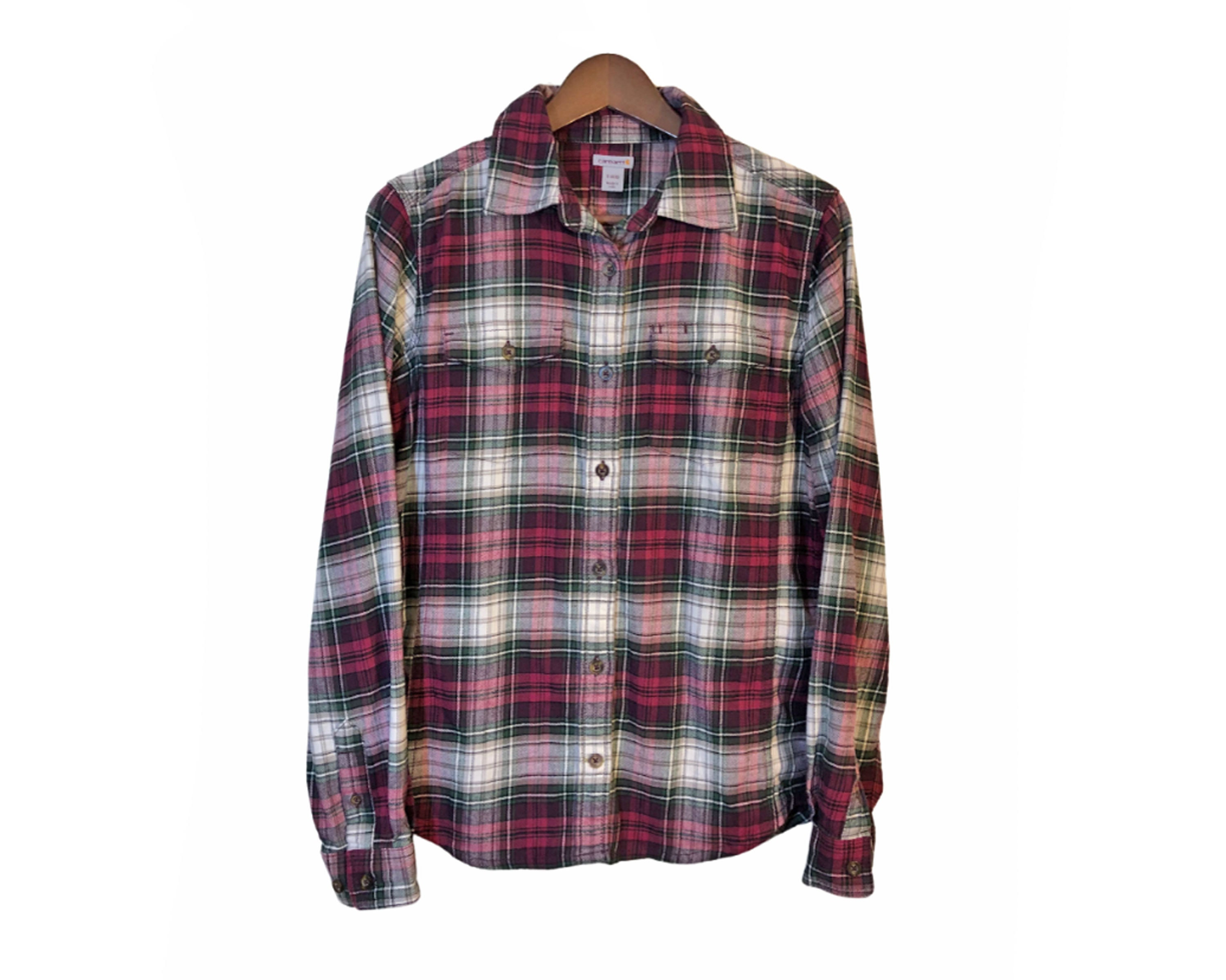 CARHARTT Burgundy White Plaid Flannel 