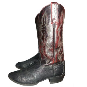 LUCCHESE CHERRY BLACK Ostrich Leg Cowboy Boots Men's Size | Etsy