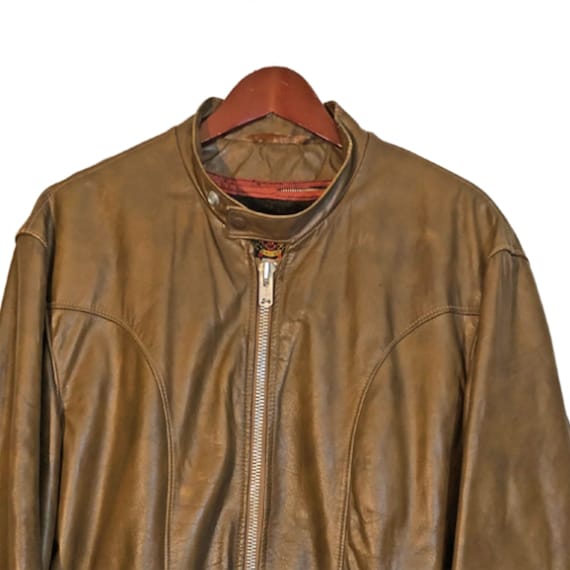 SCHOTT N.Y.C. ブラウン レザー カフェ レーサー ジャケット メンズ