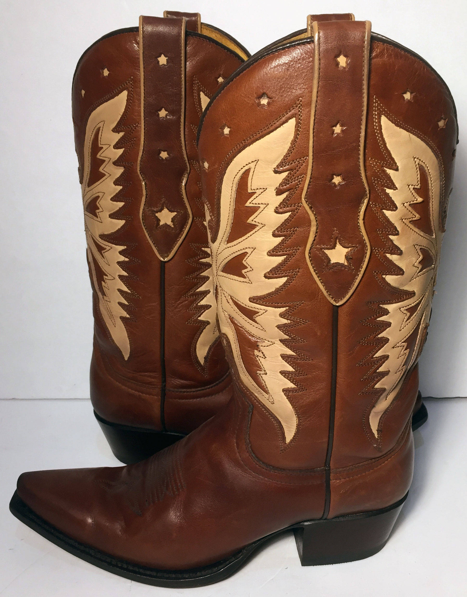 SENDRA Beige Brown Leather Western Cowgirl Boots Women's Etsy