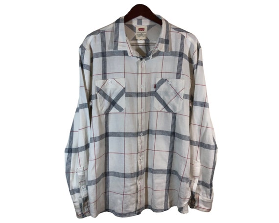 LEVI'S Black White Flannel Plaid Shirt 