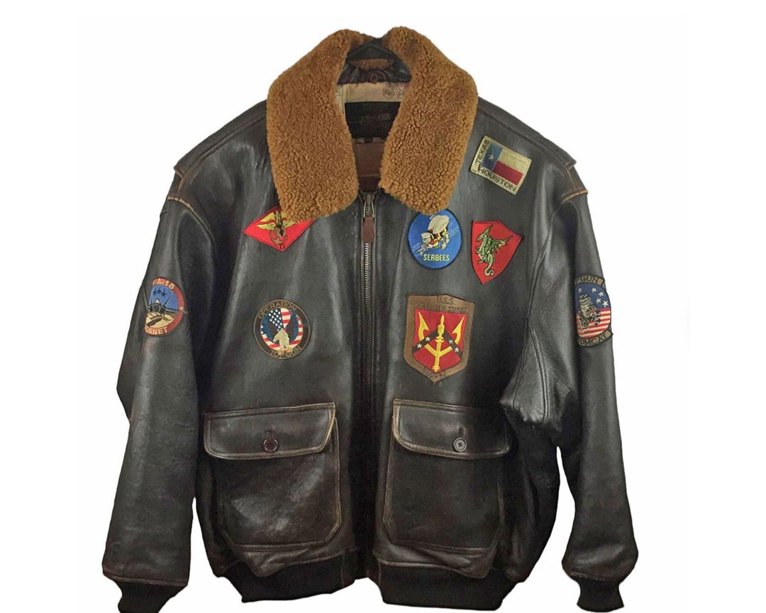 TOP GUN BROWN Leather G-1 Flight Bomber Jacket Men's Size TOP GUN BROWN Leather G-1 Flight Bomber Jacket Men's Size
