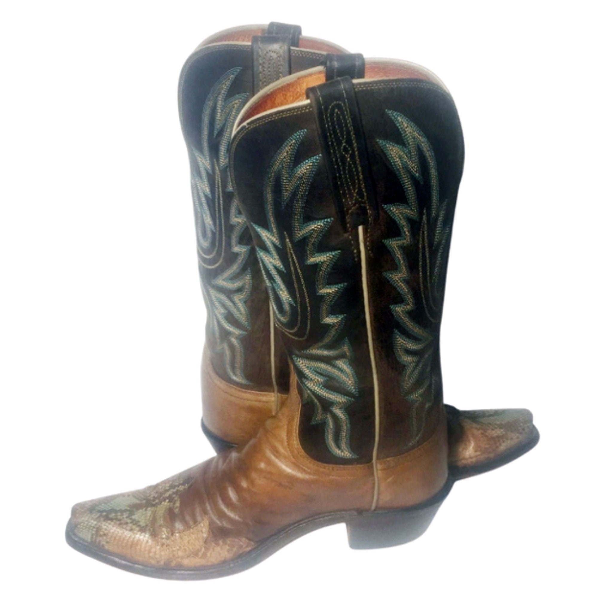 Lucchese 1883 Tall Western Cowboy Boots Echt Leer Rood/Bruin Womens 7.5 Schoenen damesschoenen Laarzen Cowboy & Westernlaarzen 