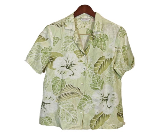 TOMMY BAHAMA Green Floral Silk Hawaiian Shirt Women's Size | Etsy
