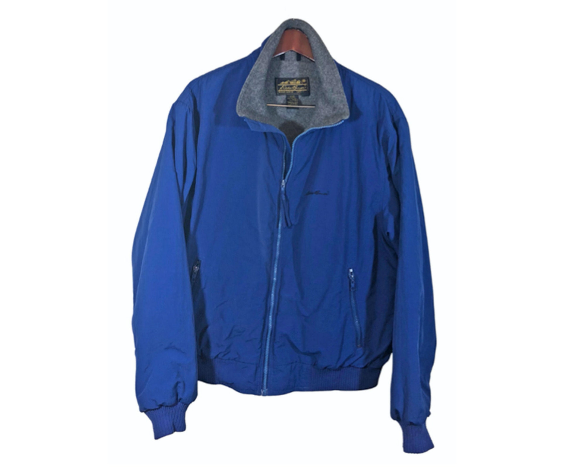 EDDIE BAUER Blue Fleece Bomber Jacket Men's Size L - Etsy